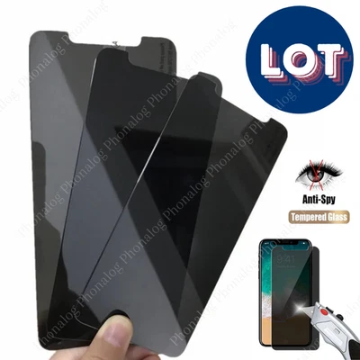  For iPhone 14 13 12 11 15 16 X XR 8 Privacy Tempered Glass Screen Protector Lot - Image 1 of 4