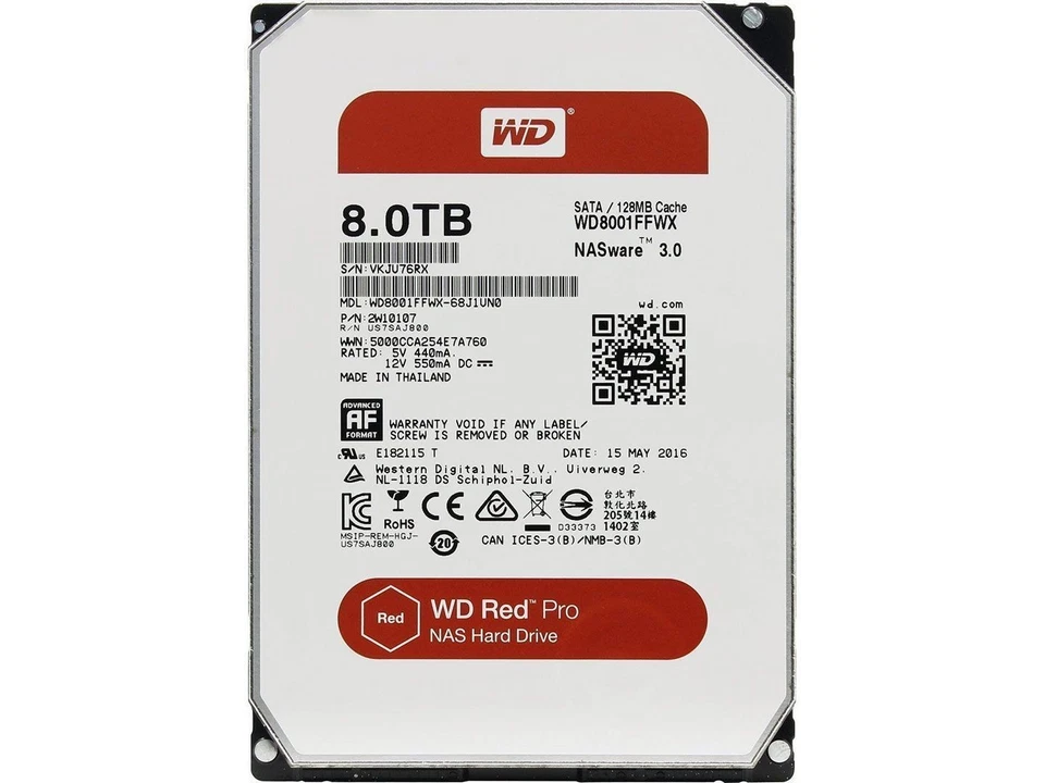 Western Digital Red Pro 8TB NAS Hard Drive (WD8001FFWX) - WD8001FFWX-68J1UN0 - Image 1 of 1