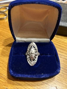 Anillo de plata esterlina filigrana con forma de marqués para mujer talla 8” - Imagen 1 de 11