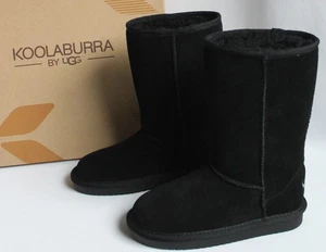 Koolaburra by UGG Girls Size 13 K Koola Tall Black Winter Leather Faux Fur Boots - Picture 1 of 9
