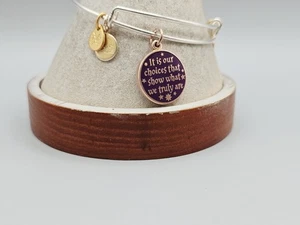 Alex & Ani Harry Potter 2-Tone Charm Silver Bangle Bracelet "It's Our Choices" - Picture 1 of 12