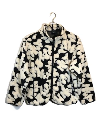 HUF High pile jacquard fleece jacket Size: XL White x black Men JK00445 - Image 1 of 4