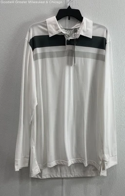 Camisa Polo Ashworth Hombre Blanca Sólida Rendimiento Manga Larga XL Foto 1 de 4
