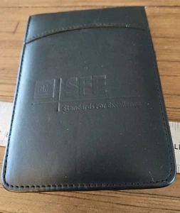 Bloc de notas promocional de cuero con puntada negra LEEDS estuche para bolígrafo faltante bolígrafo/almohadilla - Imagen 1 de 5