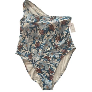 Old Navy NWT 3X One Shoulder Floral Blue & Cream Lightly Padded - Picture 1 of 8
