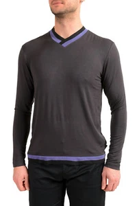 Armani Collezioni Men's Gray V-Neck Pullover Sweater - Picture 1 of 6
