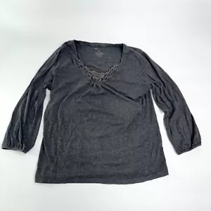 Blusa Top Gris Ciervo Blanco Mujer Manga Larga Talla Grande 12/14 - Imagen 1 de 10
