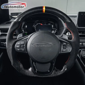 Alcantara Leather Carbon Fiber Steering Wheel Fit 2020+ Toyota Supra GR A90 MKV - Picture 1 of 12