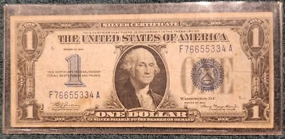 1934 $1 Silver Certificate SN 76655334 Fancy 3-Pair Ladder Note One Dollar Bill - Image 1 of 4