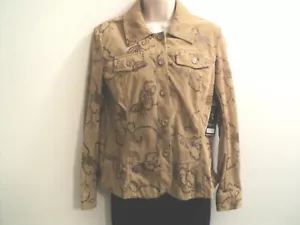 NEW Toni Morgan Jacket Size S Faux Suede Golden Tan Printed Sequins Small - Picture 1 of 3