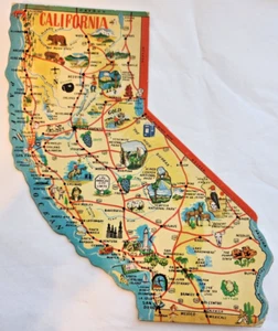 Vintage Kalifornien-förmige gestanzte Postkarte. E.F. Clements unbespielt - Bild 1 von 9