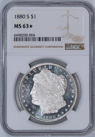 1880-S Morgan Silver Dollar | NGC MS63 STAR | DMPL Obverse Cover
