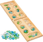 Regal Games - Wooden Mancala Board Game Set - Portable Foldable Wooden Board, 48