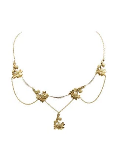 Jugendstil Vorhang Halskette aus 18 Karat Gold, Antikschmuck - Bild 1 von 4
