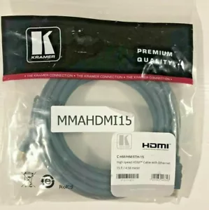 Kramer - High Speed HDMI Cable with Ethernet 15' - C-HM/HM/ETH-15 - NEW - Picture 1 of 3