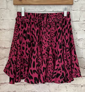 Buddy Love Womens Juniors XS Fuchsia Leopard Print Flounce Presley Skirt NEW - Picture 1 of 4