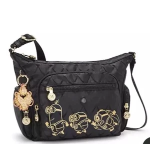 BOLSO BANDOLERA NUEVO CON ETIQUETAS KIPLING GABBIE MINIONS PEQUEÑA ESCALA DRAGÓN JACQUARD NEGRO med A - Imagen 1 de 10
