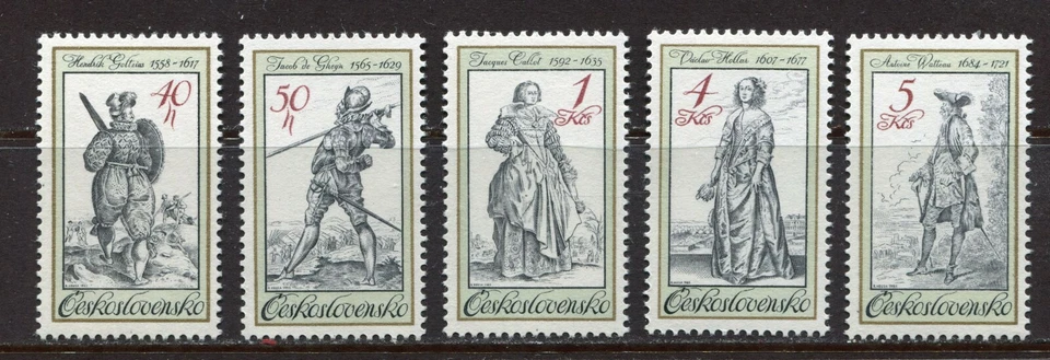 Checoslovaquia 1983, grabados - trajes, artistas famosos, Scott 2487-2491, MNH Foto 1 de 1