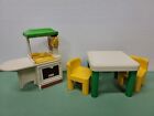 Vintage Little Tikes Dollhouse Furniture Kitchen Sink Stove 2 Chairs & Table