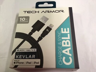 Tech Armor Charge & Sync Cable 6 ft. Black X001M68YCD - Image 1 of 2