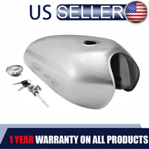 Motorcycle Cafe Vintage Fuel Gas Tank With Tap Fit For Honda CG125 AA001 Silver - Picture 1 of 11