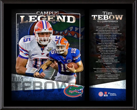 Tim Tebow Gators 12x15 Campus Legend Player Plaque - Fanatics Cover