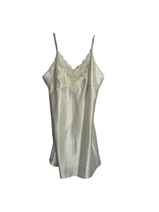 Vintage 90s Victorias Secret Camisole Size Large Cami Lace White Satin Dessous - Bild 1 von 9