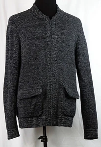 Cárdigan Alfani Black Marl Peso Pesado 100 % Algodón Cremallera Frontal Suéter Para Hombre L - Imagen 1 de 3