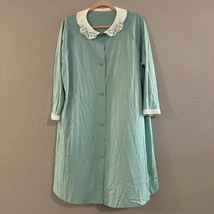 Vintage 80s Lorraine Robin’s Egg Lace Collar Cottagecore Sleepshirt Sz L EVC - Picture 1 of 8
