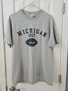 Vintage University Of Michigan Wolverines Football Gray Tee Shirt Size Large - Picture 1 of 3