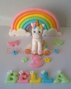 Edible unicorn Rainbow handmade cake topper decoration - Picture 1 of 1