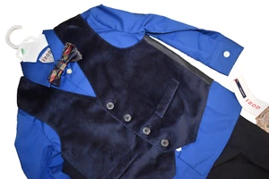 i5 !WOW! NWT 3T IZOD Boys BLUE Dress 3 piece Suit Button Shirt, Vest & Pants - Picture 1 of 5