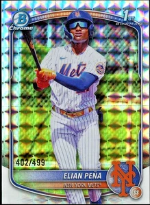Bowman Chrome 2025 - Elian Peña 1st RC - Refractor geométrico/499 - Mets de Nueva York - Imagen 1 de 3