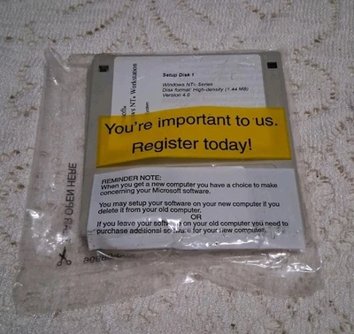Microsoft Windows NT 4.0 Workstation 1-2 CPU Edition 3.5" Floppy Setup Disks New - Image 1 of 3