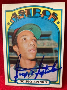 ¡DURO! Tarjeta autografiada firmada por Scipio Spinks 1972 Topps #202 de los Astros de Houston - Imagen 1 de 4