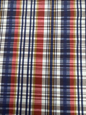 Красная темно-белая коричневая клетчатая ткань Seersucker легкая BTY #31 - Изображение 1 из 4