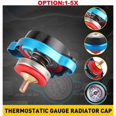 Tapón radiador medidor termostático 1,1 bar refrigerante tempómetro azul accesorios coche Foto 1 de 4