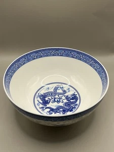 "Tazón grande de porcelana de jade blanco Cheng's diseño dragón y fénix 8""" - Imagen 1 de 7