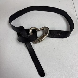 Cintura in pelle Tiffany & Co. Elsa Peretti argento sterling fibbia cuore aperto - Foto 1 di 8