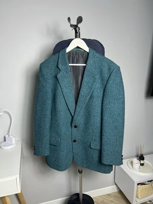 Vintage Walbusch Harris Tweed Blazer Jacket 100% Wool Blue Teal Mens Size US 42 - Image 1 of 4