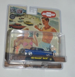 M2 MACHINES 2025 DIORAMA CAR & FIG SERIES - 1957 CHEVROLET BEL AIR METALLIC BLUE - Picture 1 of 5