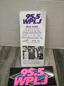 DE COLECCIÓN NEW YORK WPLJ 95.5 FM RADIO PARACHOQUES PEGATINA Y HOJA DE CALLE ABRIL '95 CONCIERTOS - Imagen 1 de 6