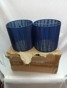 Lampwell Lyon Clip On Lot Of Two Small Organza Navy Blue Lamp Shades - Picture 1 of 7