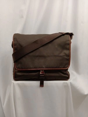 Bolso Bandolera Grande Prada Messenger Tessuto Marrón Nylon - Hecho en Italia Foto 1 de 4