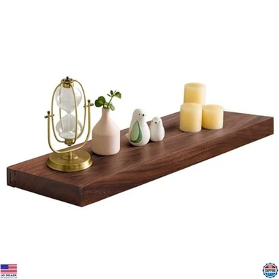 Solid Walnut Floating Shelf 24"x10"x1.6" - Real Wood Wall Display - Natural - Image 1 of 4