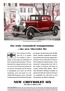 VINTAGE 1931 CHEVY CHEVROLET SIX SPORT COUPE RUMBLE SEAT PRINT AD - Picture 1 of 1