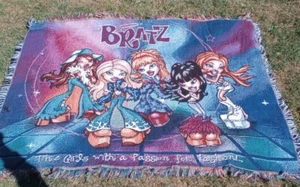Vintage BRATZ Northwest Co. Official Woven Tapestry Throw Blanket 58" x 45" Y2K - Picture 1 of 9