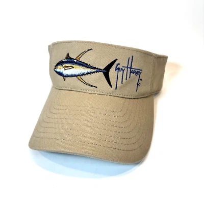 Guy Harvey Aleta Amarilla Atún Caqui Visera Sombrero - Correa Ajustable Espalda OSFA - ¡LIMPIO! Foto 1 de 4