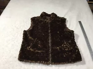 Cejon Faux Fur Vest Womens L/XL Brown Full Zip Pockets Lined - Picture 1 of 12