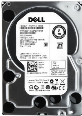 Hard Drive Dell 02G4HM 2TB 7200RPM 64MB SATA II 3.5" Inch - Image 1 of 3